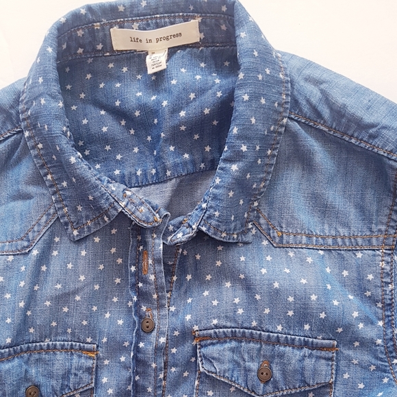 LIFE IN PROGRESS Blue Denim Button Down Shirt - Picture 4 of 12
